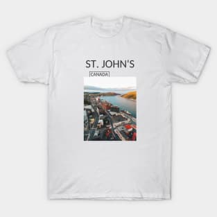 St John's Newfoundland and Labrador Canada Cityscape Skyline Gift for Canadian Canada Day Present Souvenir T-shirt Hoodie Apparel Mug Notebook Tote Pillow Sticker Magnet T-Shirt